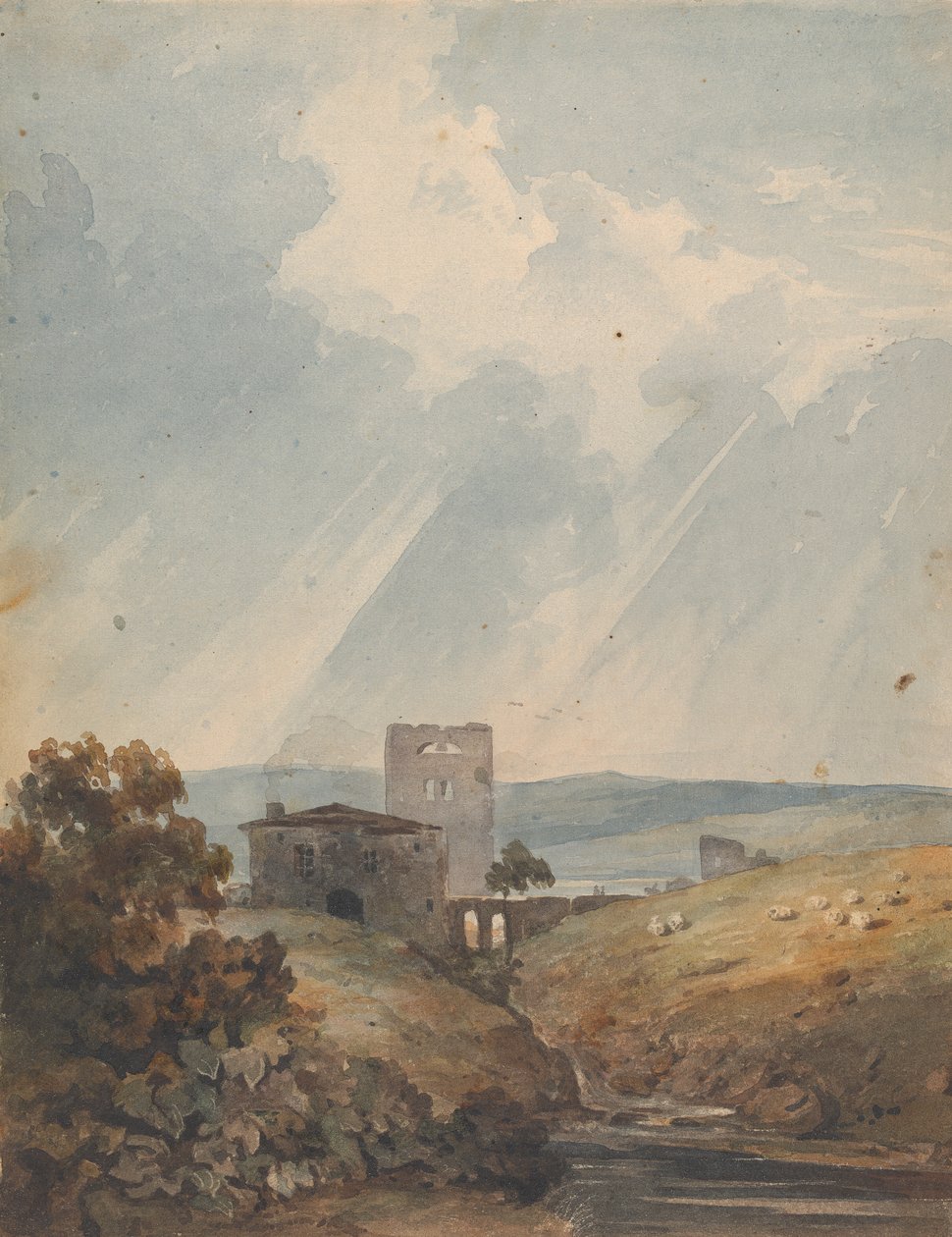 Krajobraz z zamkiem, wzgórzami i górami autorstwa Thomas Sully