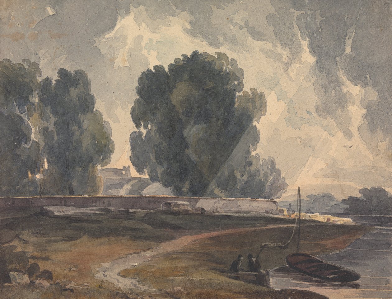 Krajobraz z drzewami i jeziorem Z postaciami i łodzią autorstwa Thomas Sully