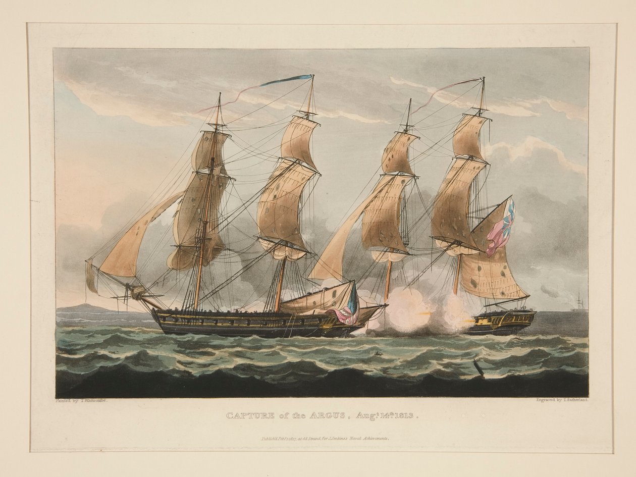Zdobycie Argusa, Augs. 14, 1813 autorstwa Thomas Sutherland