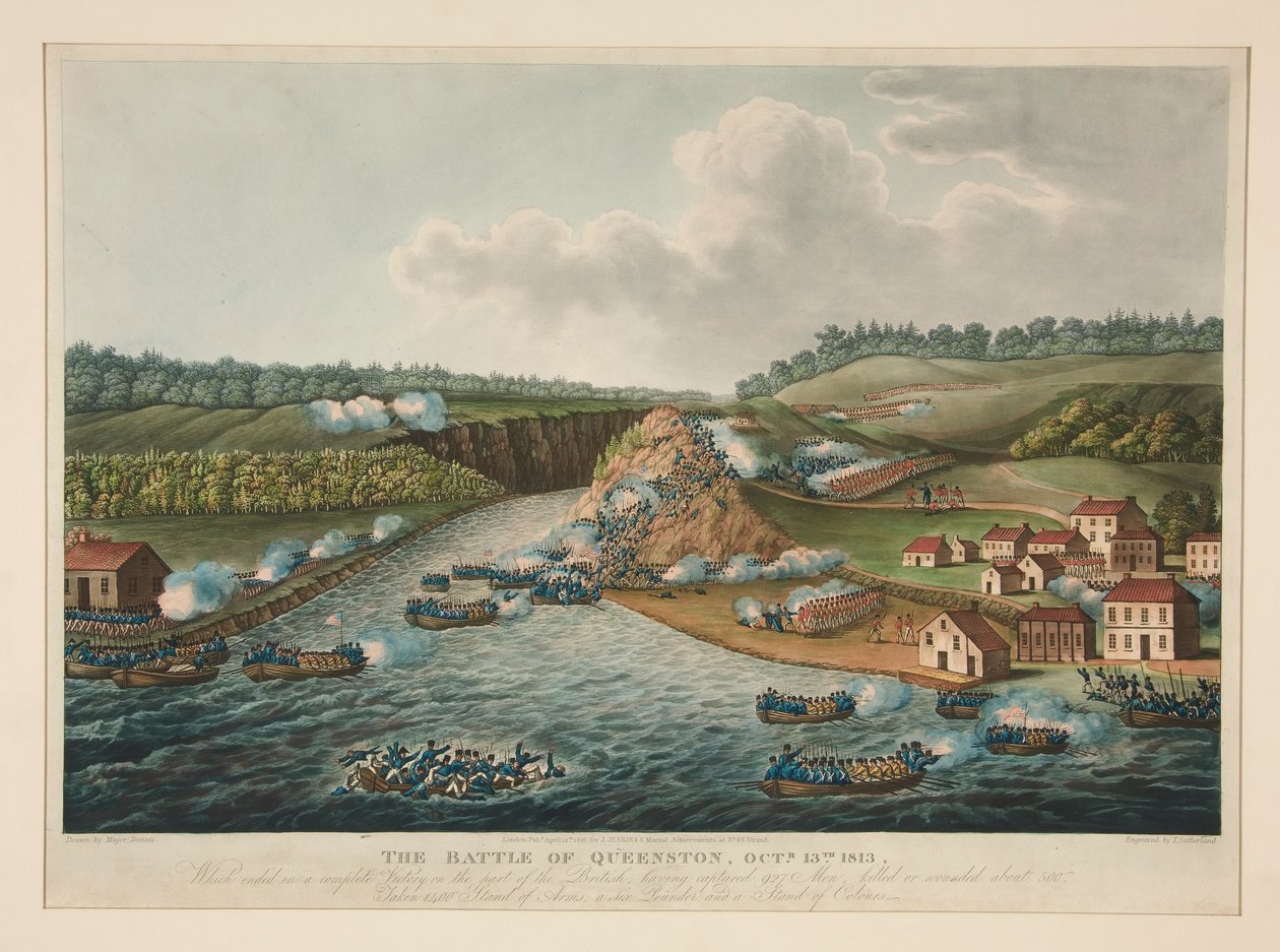 Bitwa pod Queenstown, 13 października 1813, opublikowana dla J. Jenkins Martial Achievements autorstwa Thomas Sutherland