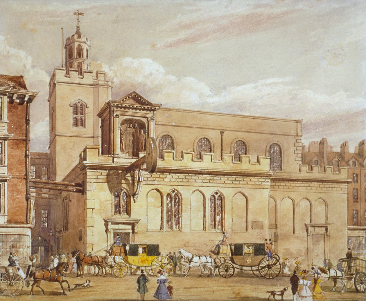 Kościół św Dunstana na zachodzie, Fleet Street, City of London, 1827 autorstwa Thomas Talbot Bury
