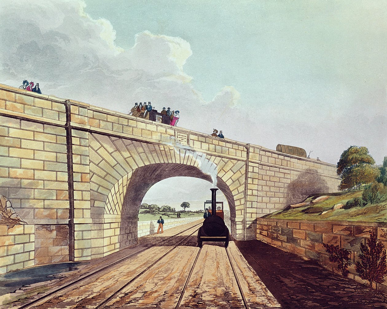 Rainhill Bridge, tablica 12 z „Liverpool and Manchester Railway”, ryt. Henry Pyall (1795-1833), wyd. przez Ackermann und Co., 1833 autorstwa Thomas Talbot Bury