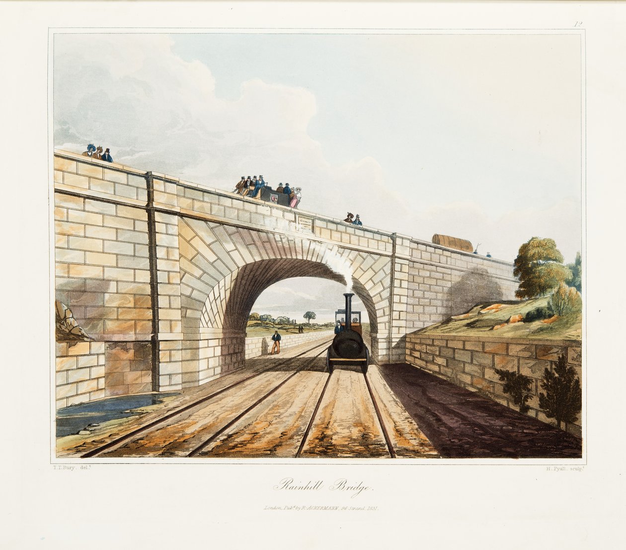 Rainhill Bridge, opublikowany w 1831 r. (Ręczny grawer w kolorze) autorstwa Thomas Talbot Bury