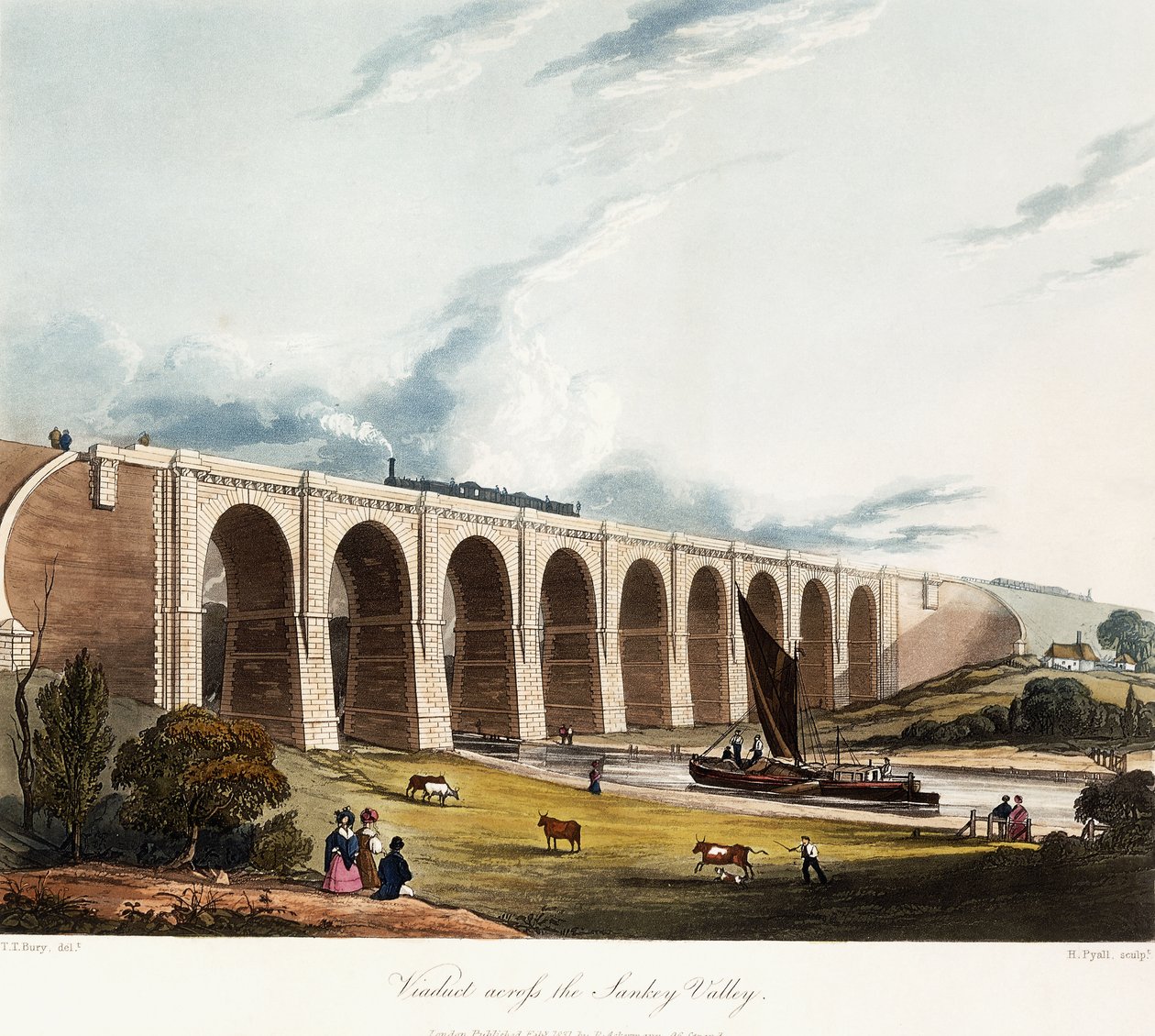 Wiadukt przez dolinę Sankey, 1831 autorstwa Thomas Talbot Bury