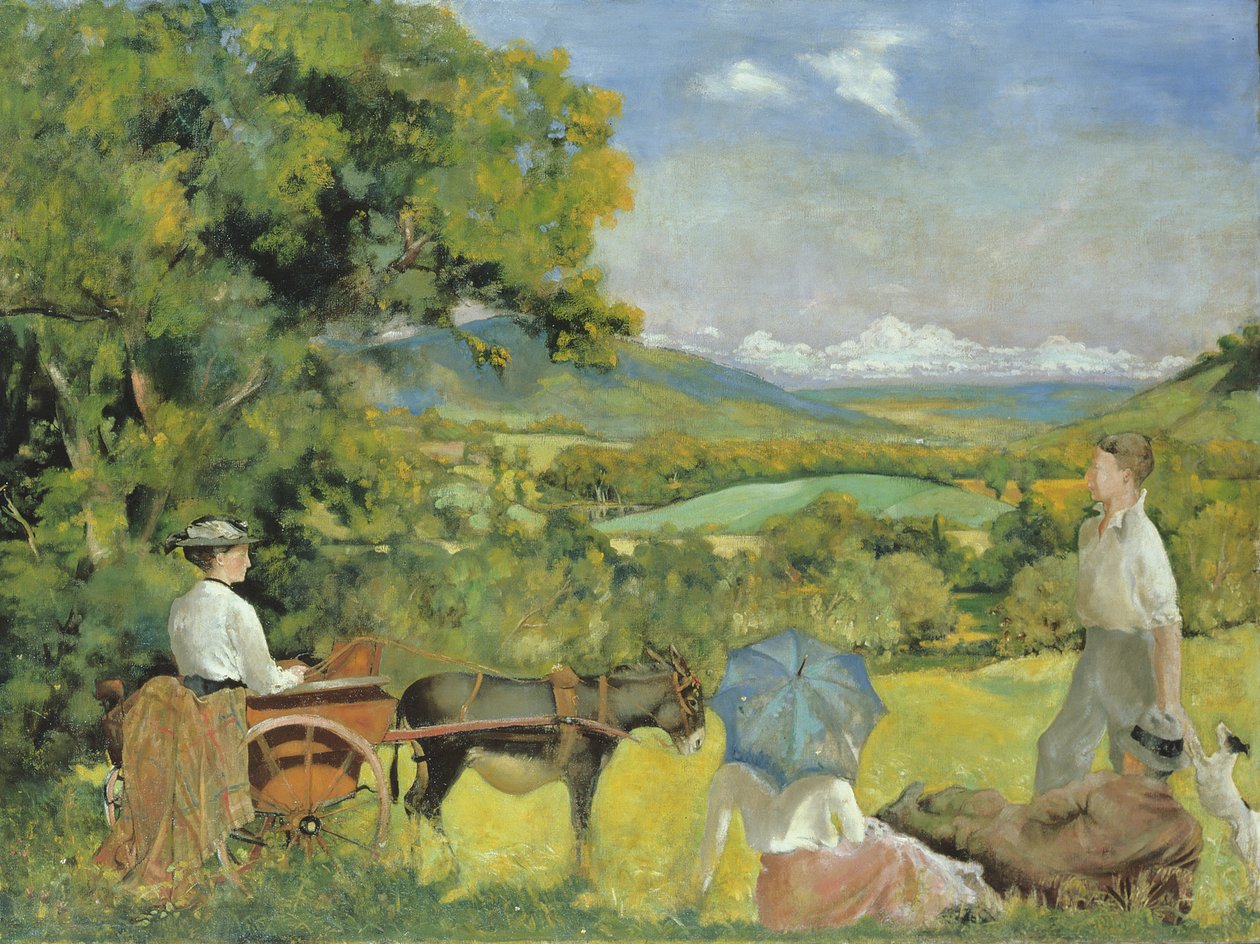 Krajobraz z kobietą w wozie osła autorstwa Thomas Tennant Baxter
