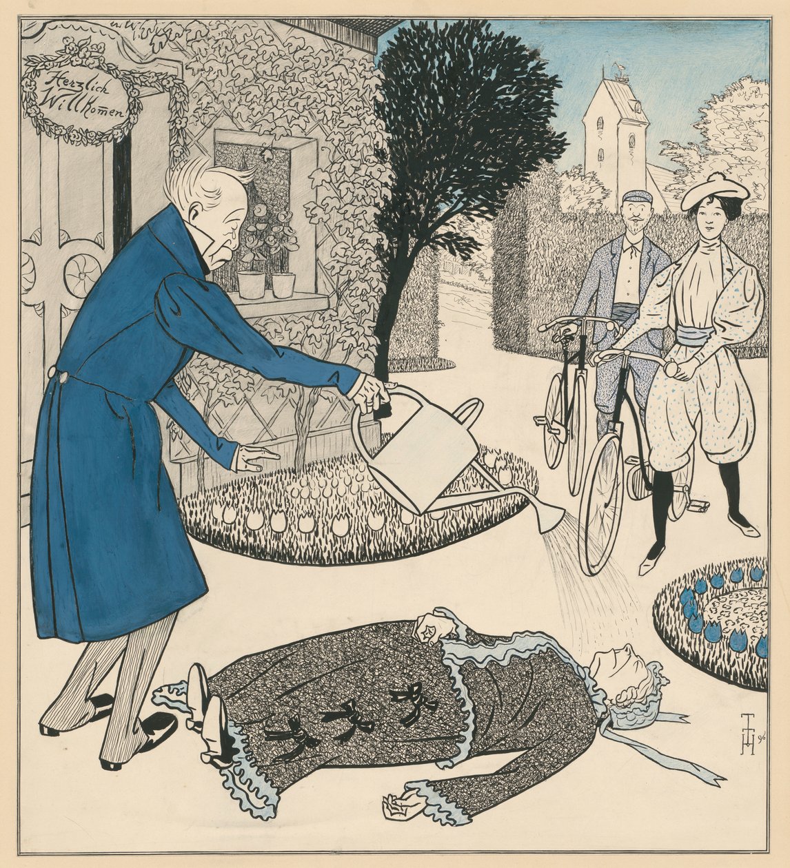 Nowoczesna kobieta, czyli wizyta u nowożeńców autorstwa Thomas Theodor Heine
