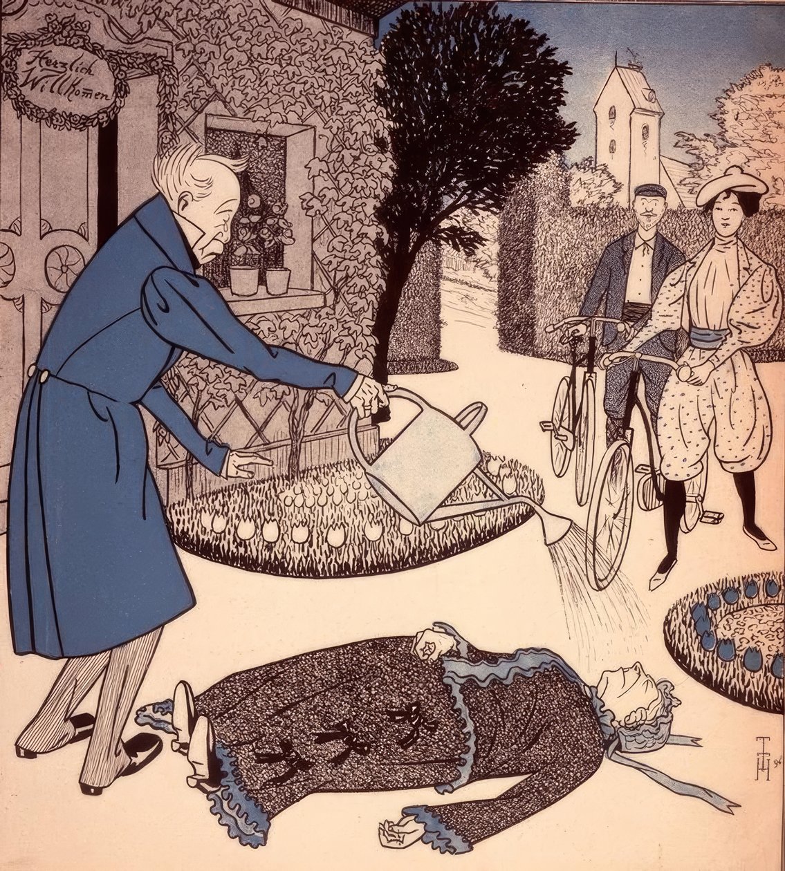 Wizyta nowożeńców autorstwa Thomas Theodor Heine