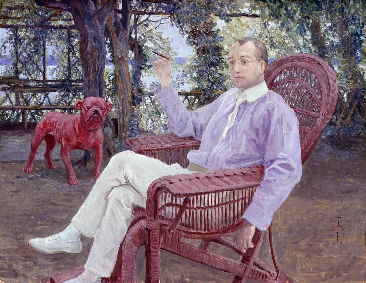 Monachijski wydawca Albert Langen w ogrodzie autorstwa Thomas Theodor Heine