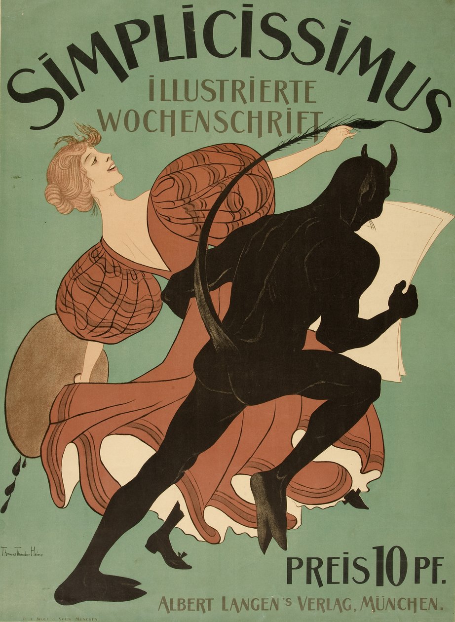Przednia okładka z „Simplicissimus Illustrated Weekly”, wyd. 1896 (litografia kolorowa) autorstwa Thomas Theodor Heine
