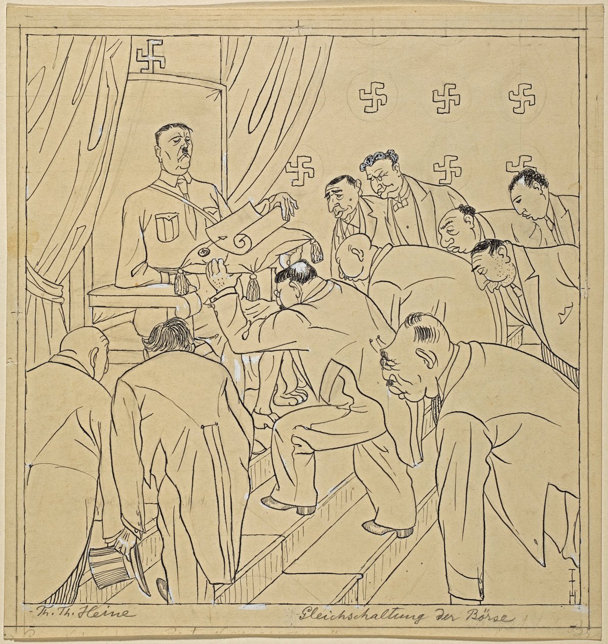 wyrównanie giełdy; Simplicissimus XXXV/36, 1930 autorstwa Thomas Theodor Heine