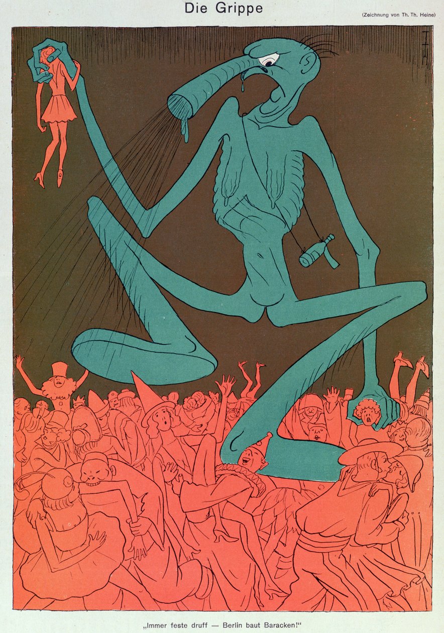 Grypa, z „Simplicissimus”, luty 1929 (litografia kolorowa) autorstwa Thomas Theodor Heine