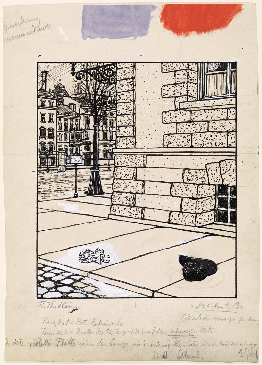 Po demonstracji ulicznej; Simplicissimus XIV/52 autorstwa Thomas Theodor Heine