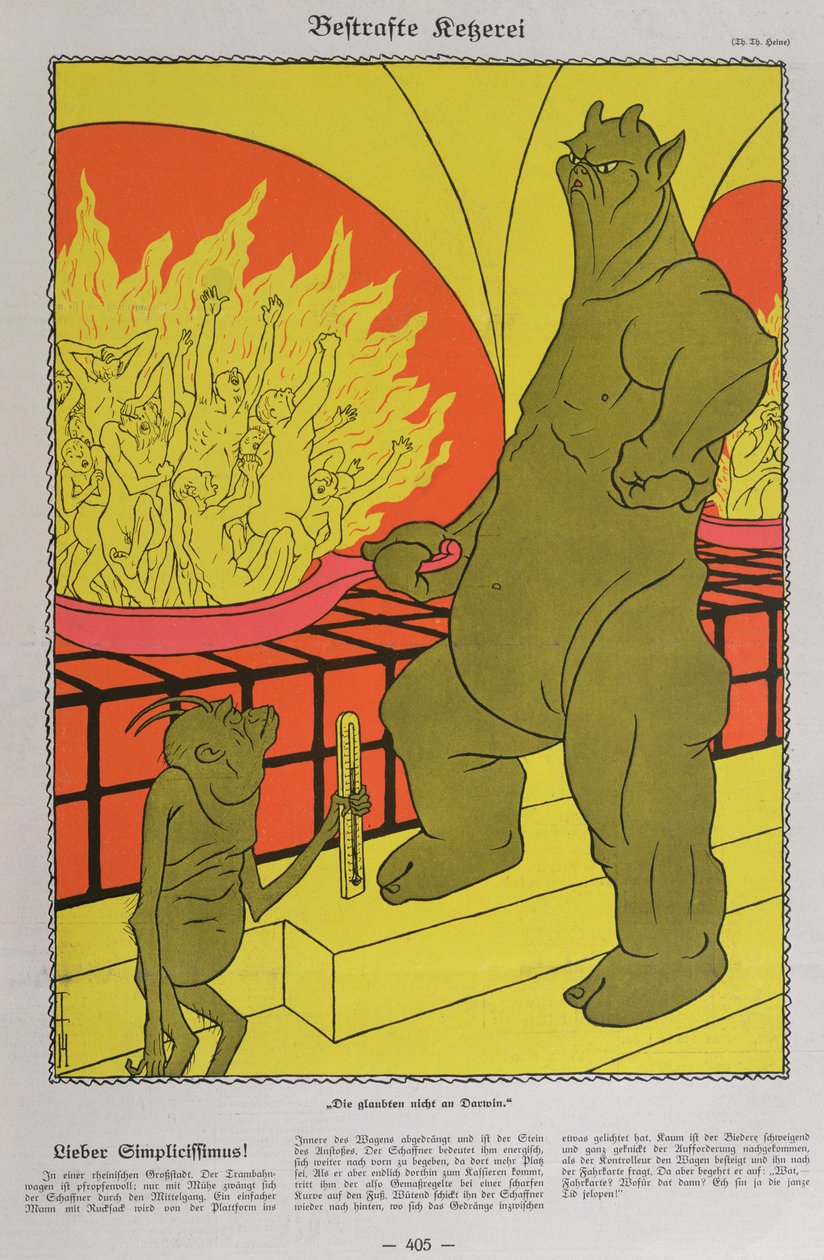 Diabeł palący niewiernych z „Simplicissimus” autorstwa Thomas Theodor Heine