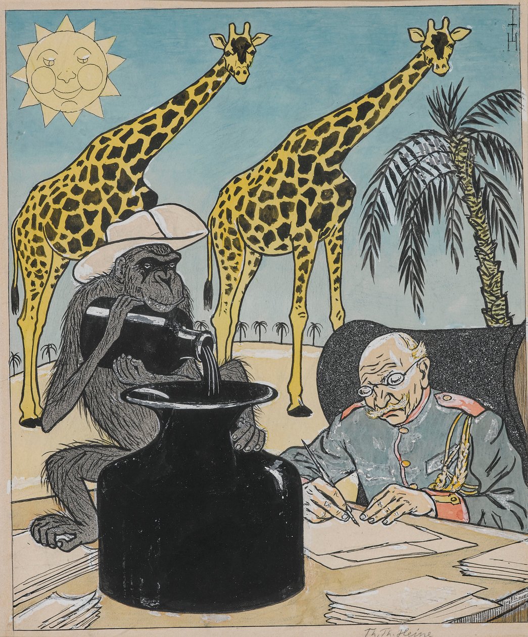 Kolonie nie mogą się rozwijać pod rządami niemieckimi, bo wysycha atrament..., 1903. autorstwa Thomas Theodor Heine