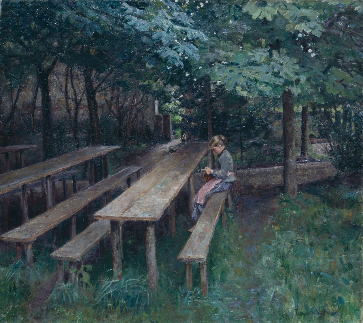 Ogródek piwny w Dachau autorstwa Thomas Theodor Heine