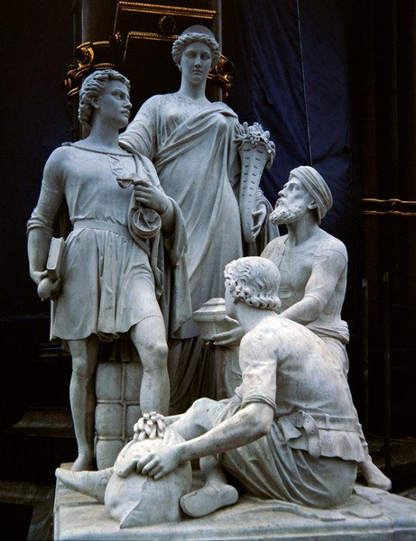Handel, grupa rzeźbiarska z Albert Memorial, ukończona w 1876 r. (granit) autorstwa Thomas Thornycroft