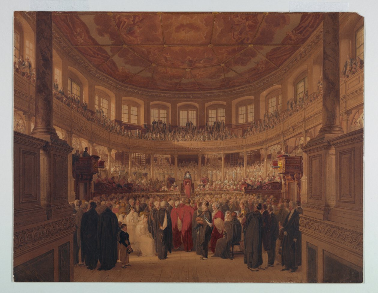 Rysunek, Encaenia w Sheldonii, 1814 r. autorstwa Thomas Unwins