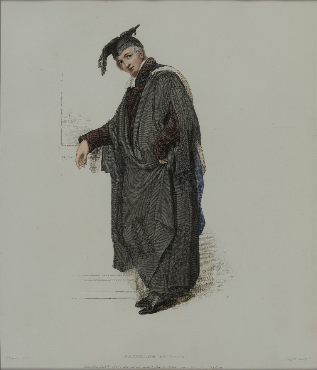 Bachelor of Law, wyryty przez J. Agara, opublikowany w "History of Oxford" R. Ackermanna, 1813 (rycina ręcznie kolorowana) autorstwa Thomas Uwins