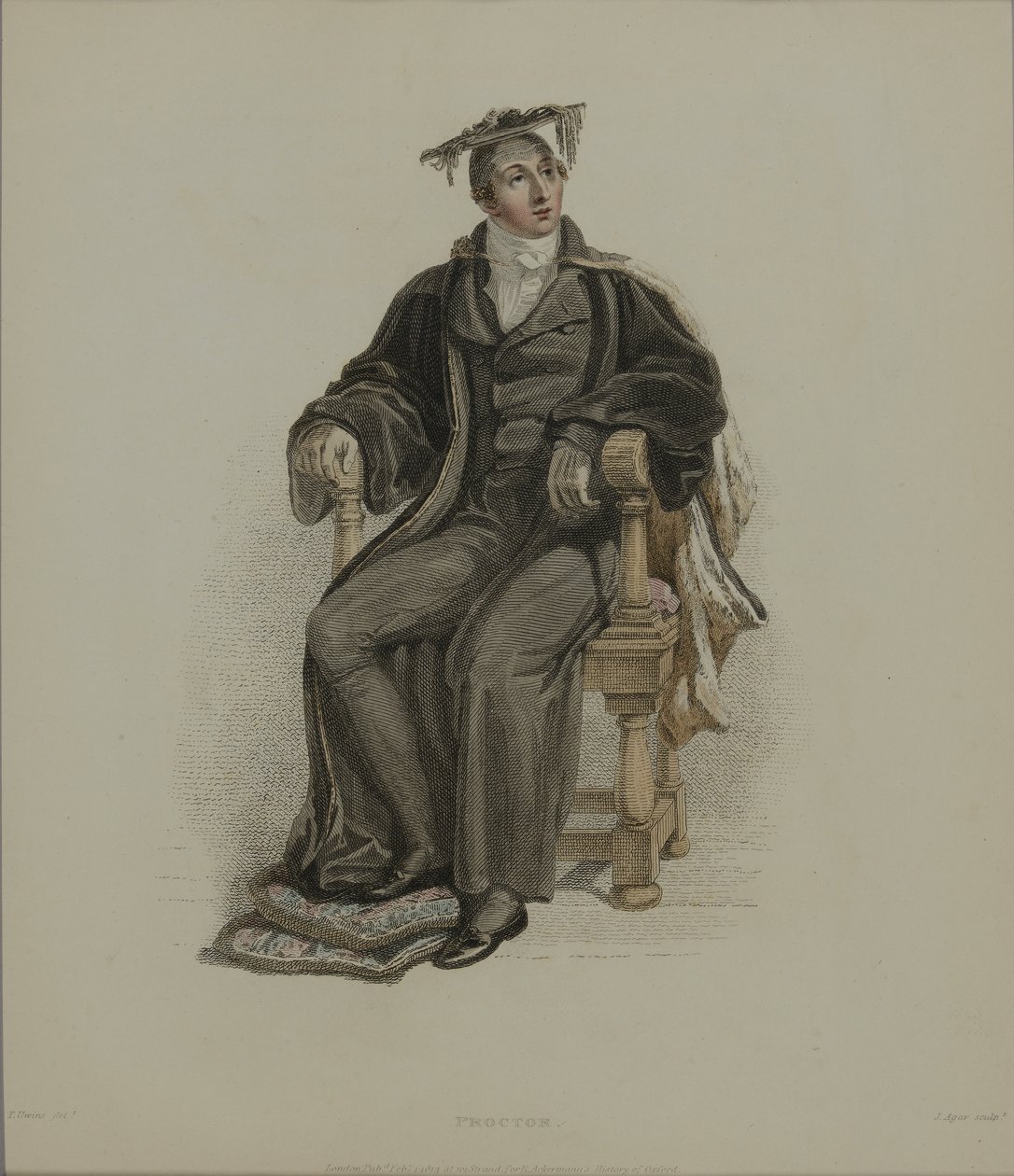Proctor, sztych. J. Agar, opublikowany w „History of Oxford” R. Ackermanna, 1814 (rycina ręcznie kolorowana) autorstwa Thomas Uwins