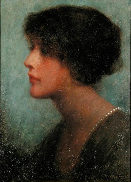 Portret damy (olej na płótnie) autorstwa Thomas W. Derring