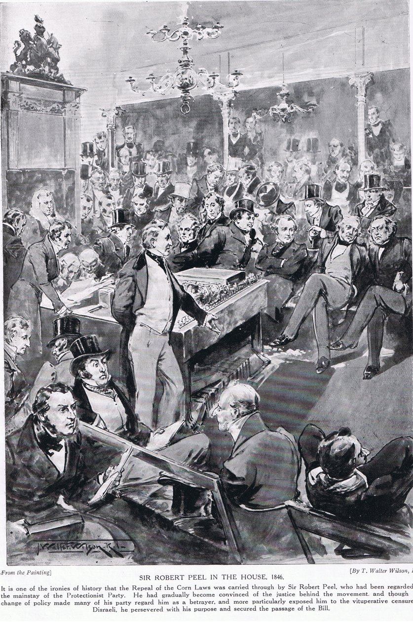 Sir Robert Peel w domu, 1846 r., ilustracja z "Hutchinson
