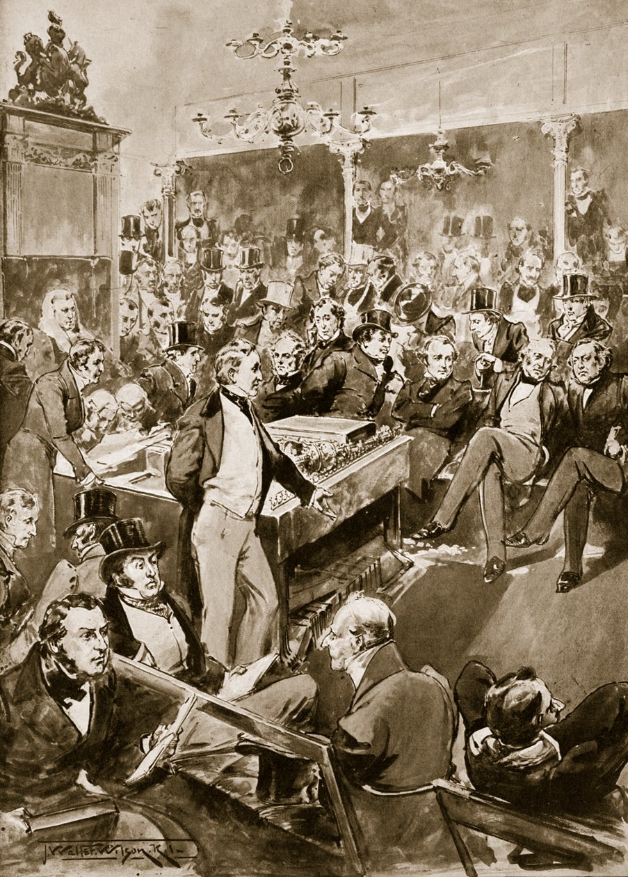 Sir Robert Peel w domu, 1846, ilustracja z „Hutchinson