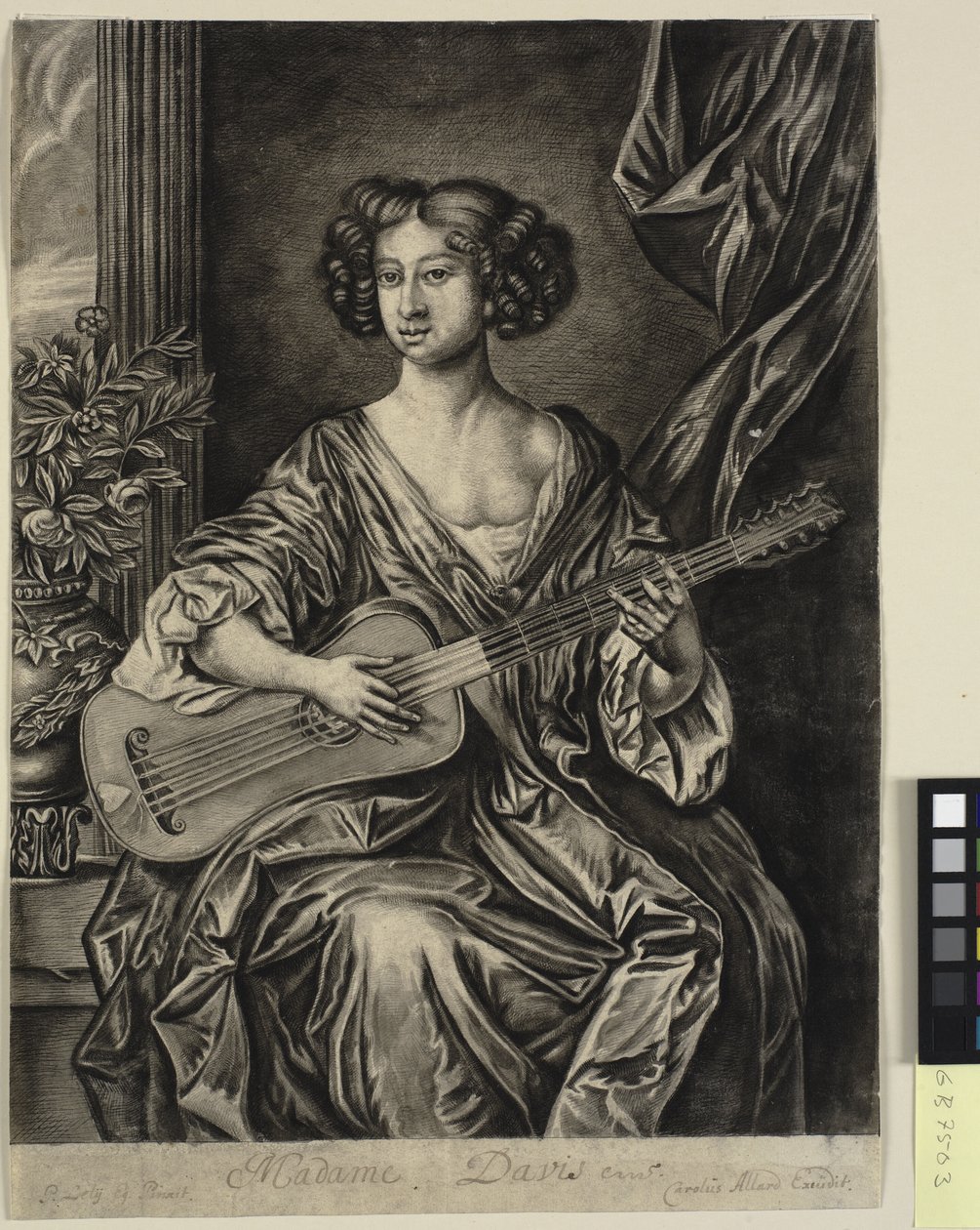Pani grająca na gitarze, „Madame Davis”; po malowanym portrecie sir Petera Lely