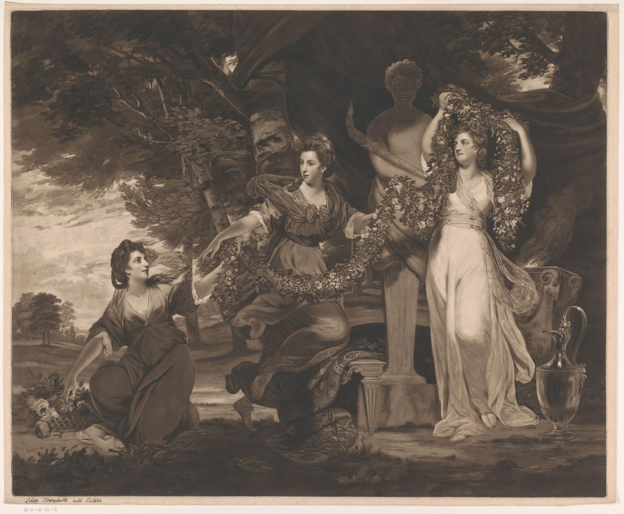 Portret Barbary Beresford, Elizabeth Gardiner i Anne Townshend jako Trzech Gracji autorstwa Thomas Watson