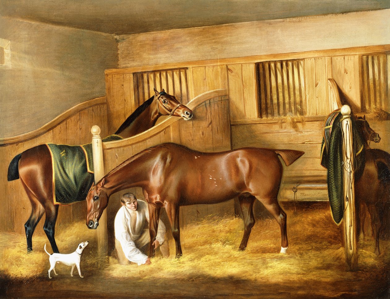 Łowcy w stajni z oblubieńcem, 1809 autorstwa Thomas Weaver