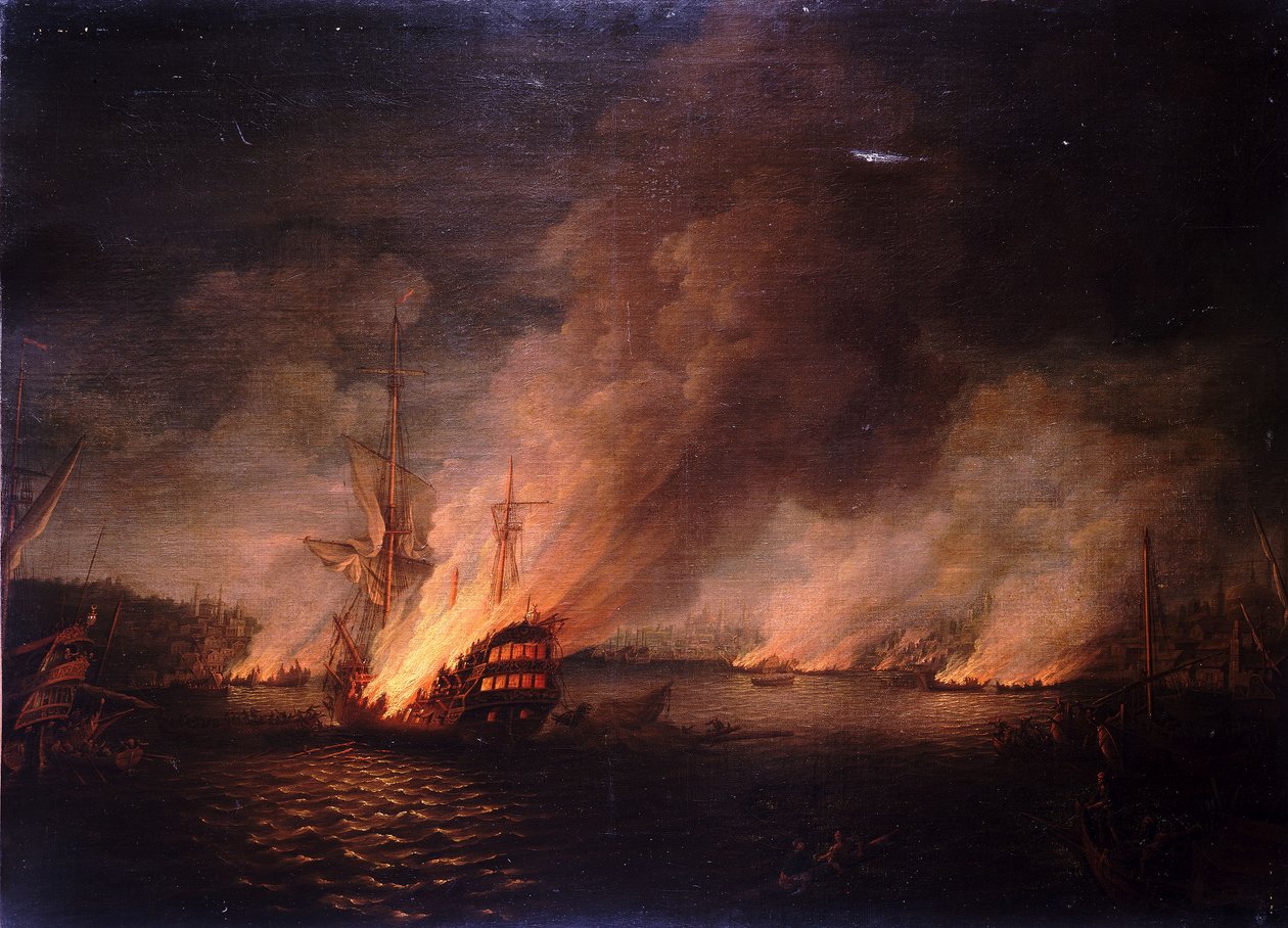 Działania Sir Johna Thomasa Duckwortha w Dardanelach autorstwa Thomas Whitcombe