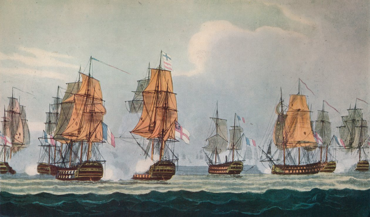 Strachans Action off Ferrol, c1806 autorstwa Thomas Whitcombe