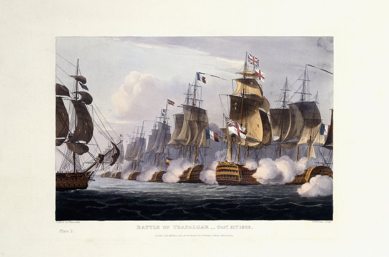 Bitwa pod Trafalgarem, 21 października 1805, 1816 autorstwa Thomas Whitcombe