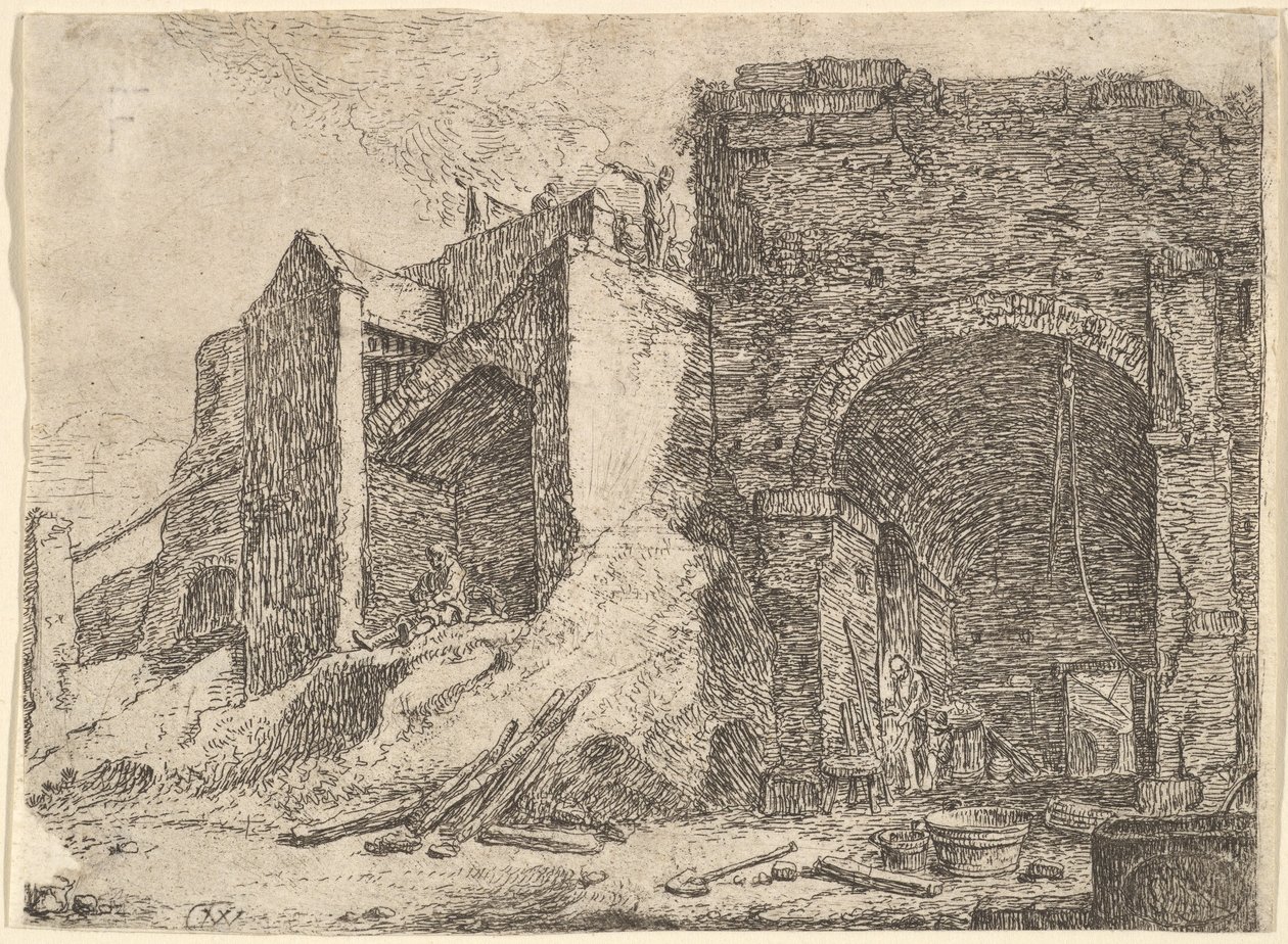 Kuźnia, XVII wiek. autorstwa Thomas Wijck