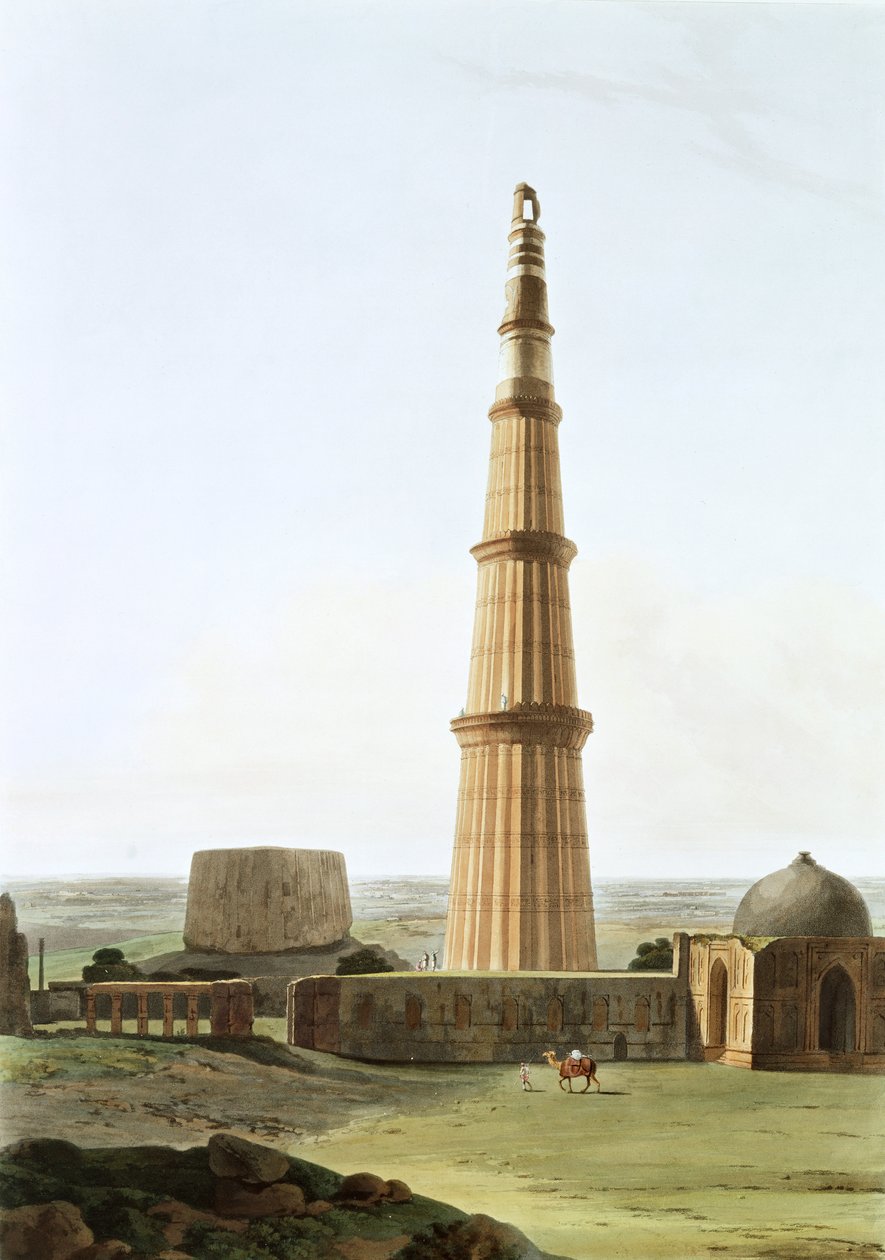 Kutb Minar w pobliżu Delhi autorstwa Thomas und William Daniell