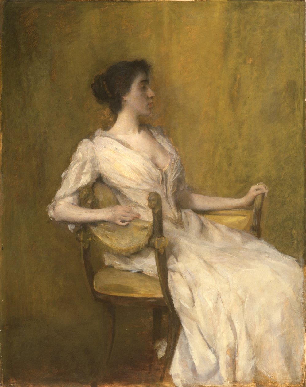 Dama w bieli, ok. 1901 (olej na panelu) autorstwa Thomas Wilmer Dewing
