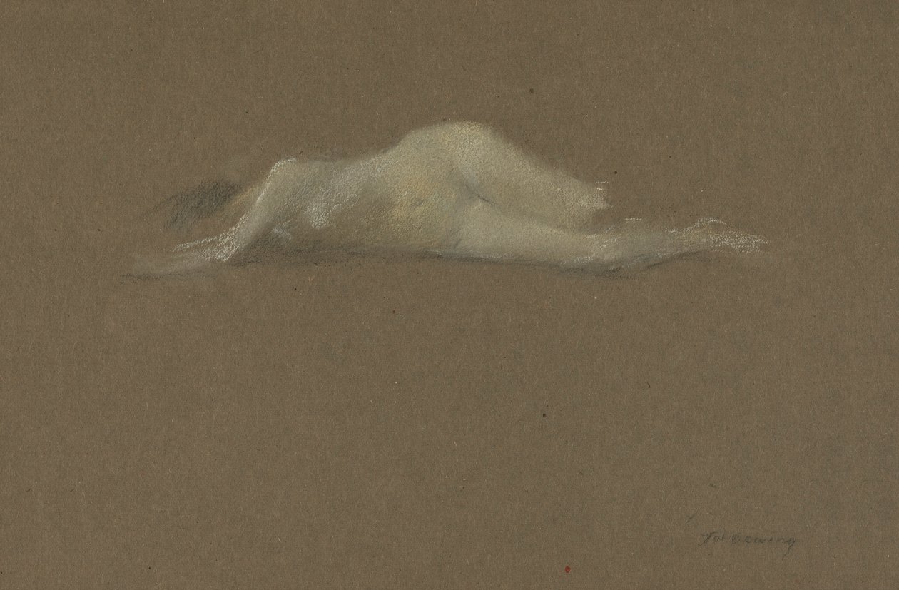 Naga kobieta na boku autorstwa Thomas Wilmer Dewing