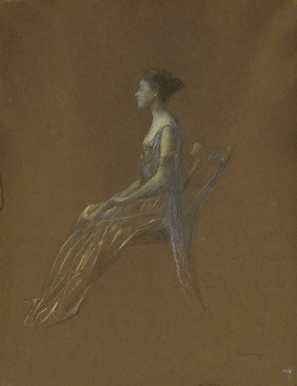 Siedząca dama w żółtej sukience (pastel na papierze) autorstwa Thomas Wilmer Dewing
