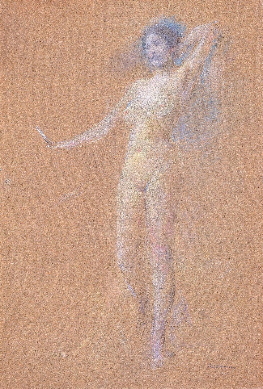 Stojąca naga postać dziewczyny autorstwa Thomas Wilmer Dewing