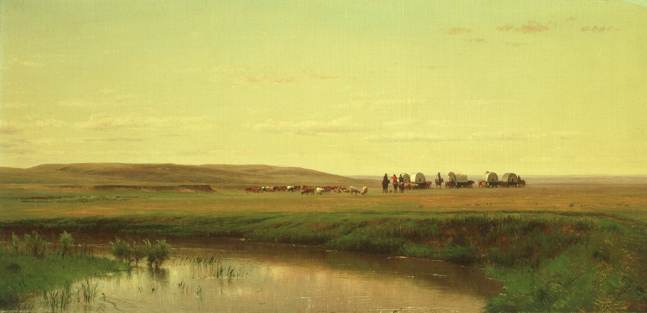 Pociąg wagonowy na równinach autorstwa Thomas Worthington Whittredge