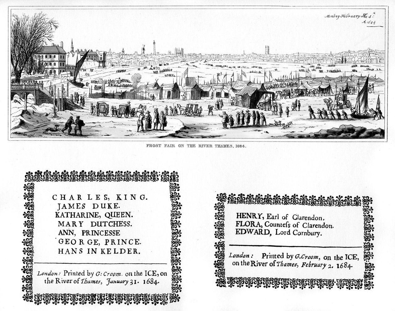 Jarmark mrozowy nad Tamizą i okazy druku, luty 1684, 1840 autorstwa Thomas Wyck