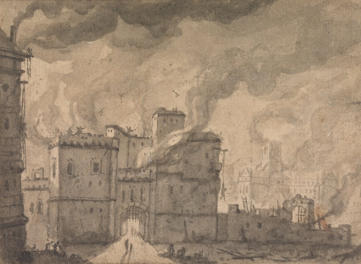 Prisão de Newgate, o Incêndio de Londrespolonês autorstwa Thomas Wyck