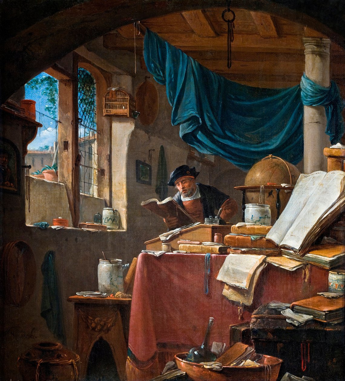 "" Un savant dans son office "" (Uczony w swoim gabinecie) Peinture de Thomas Wyck (Wyjck ou Wijck) (vers 1616-1677) - Olej na płótnie - 33,5x31 - Hallwylska Museet, Sztokholm autorstwa Thomas Wyck