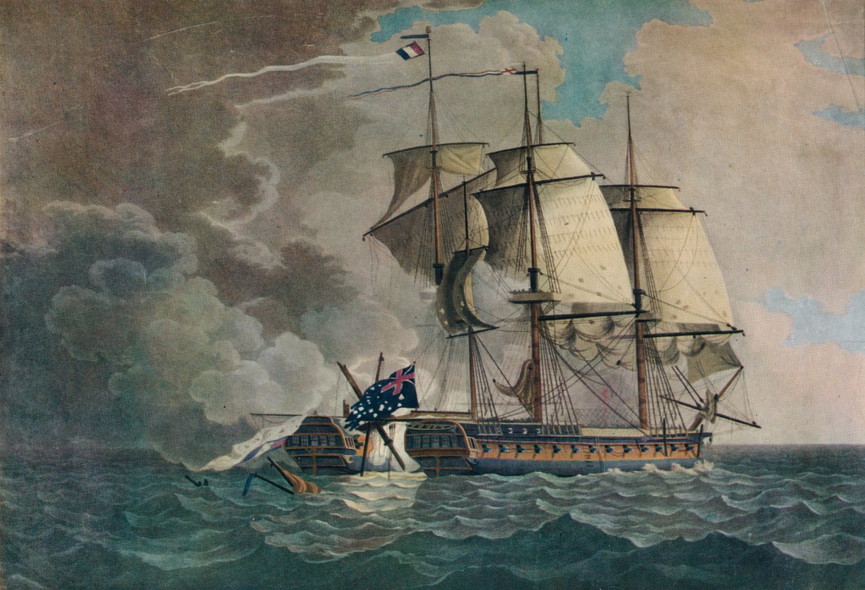 „Złapanie „Kleopatry”, c1794 autorstwa Thomas Yates
