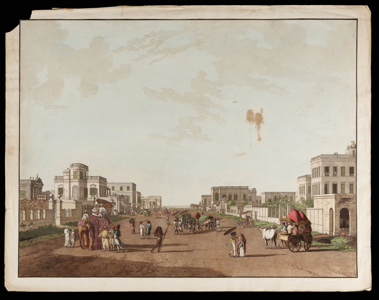 Old Court House Street patrząc na południe z widoków Kalkuty autorstwa Thomas und William Daniell