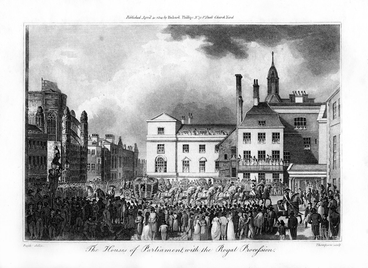 Izba Parlamentu z Królewską Procesją, Londyn, 1804 r. autorstwa Thompson