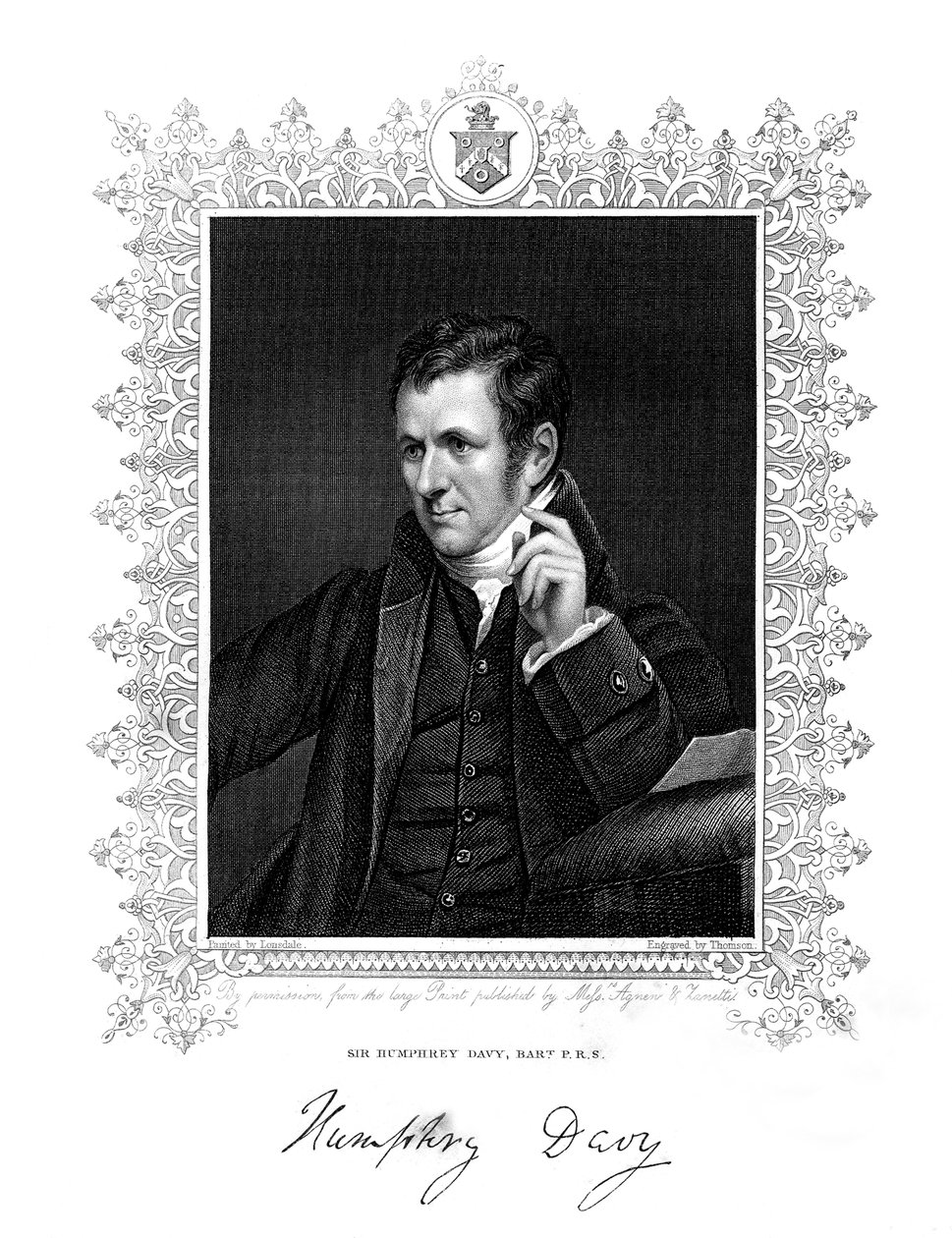 Sir Humphry Davy, kornwalijski chemik i fizyk, XIX wiek. autorstwa Thomson