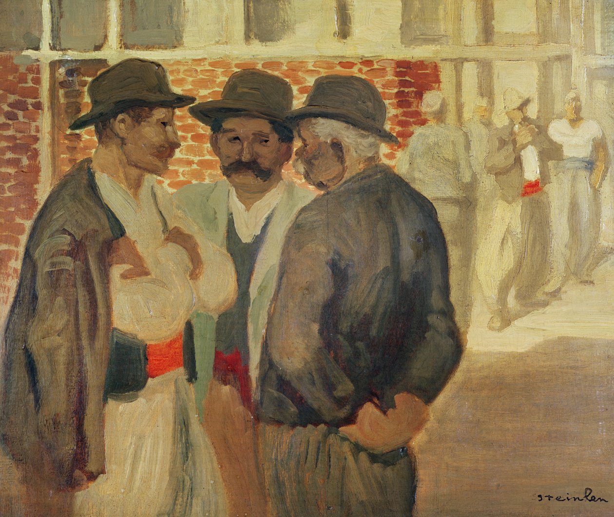 Robotnicy budowlani, autorstwa Théophile Alexandre Steinlen