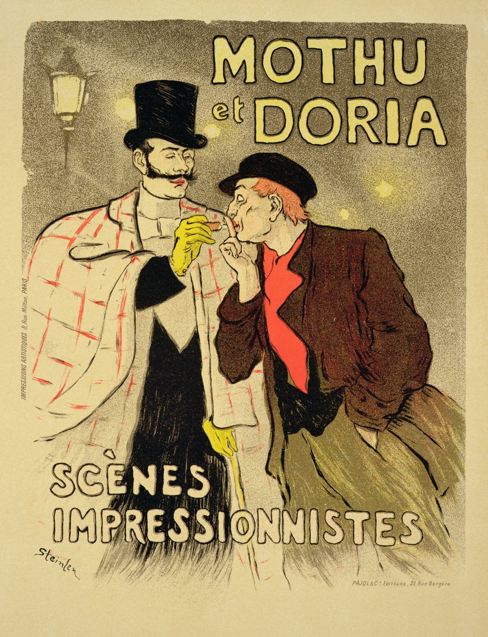 Reprodukcja plakatu reklamującego „Mothu i Doria” w scenach impresjonistycznych, 1893 autorstwa Théophile Alexandre Steinlen