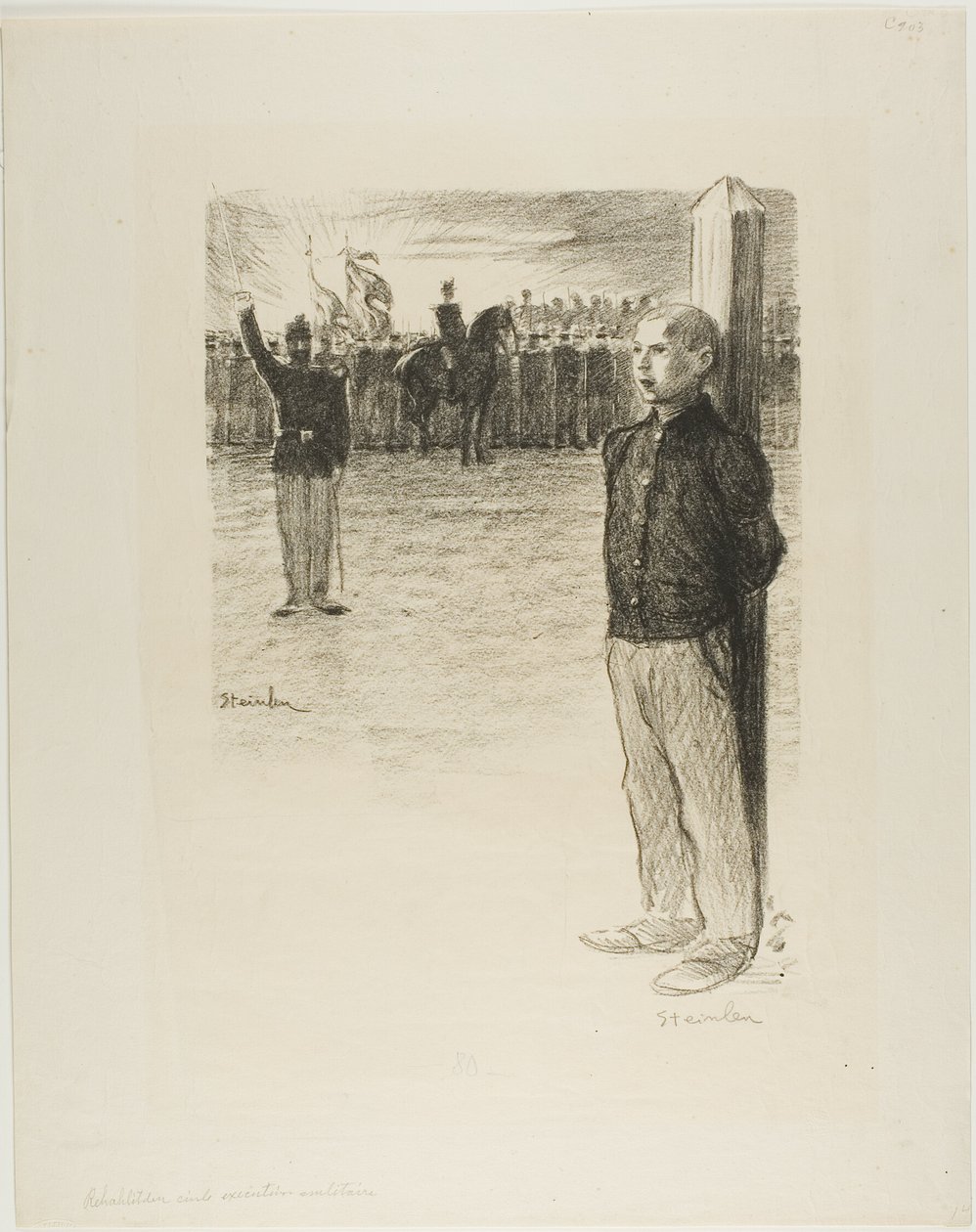 Rehabilitacja cywilna i egzekucja wojskowa autorstwa Théophile Alexandre Pierre Steinlen