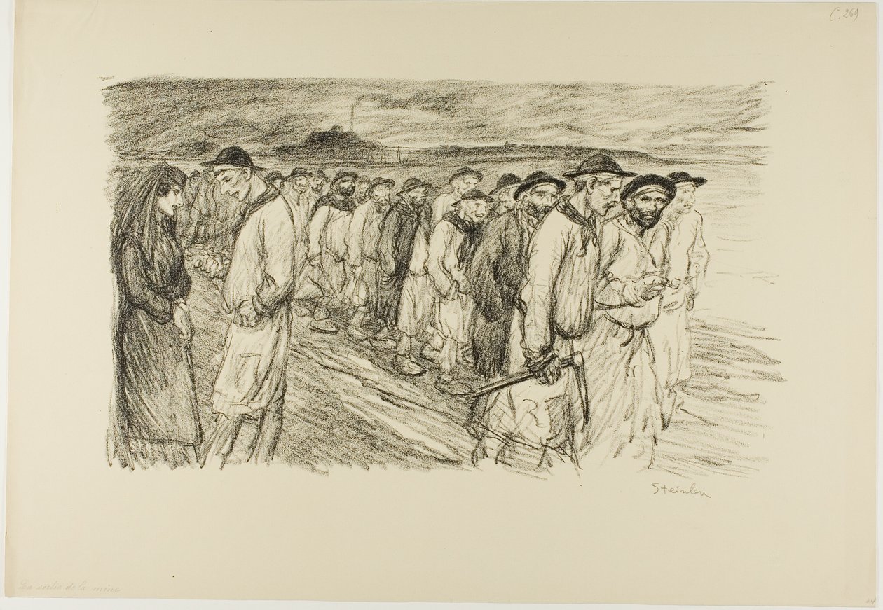 Wychodząc z kopalni autorstwa Théophile Alexandre Pierre Steinlen